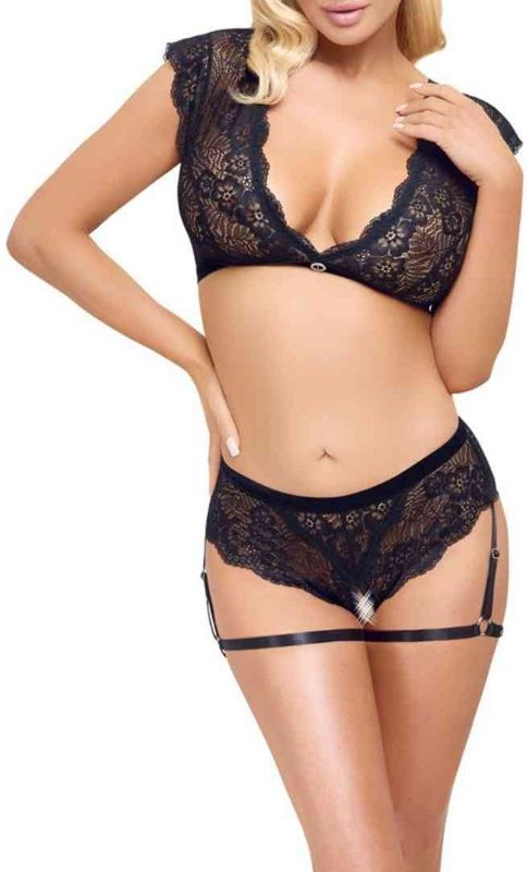 Top & Slip ouvert im Set aus Blütenspitze