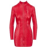Langarm-Minikleid in roter Schlangenhaut-Optik