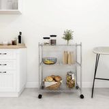 vidaXL Lagerregal mit 3 Böden und Rollen 60x35x81 cm Verchromt 150 kg