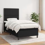 vidaXL Boxspringbett mit Matratze Schwarz 90x190 cm Stoff