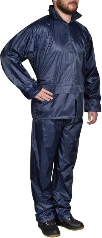 vidaXL Blaue Regenbekleidung für Männer 2-teilig mit Kapuze Größe XL