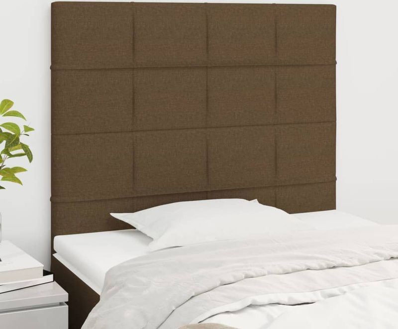 vidaXL Kopfteile 2 Stk. Dunkelbraun 90x5x78/88 cm Stoff