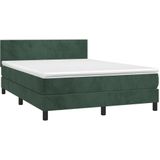 vidaXL Boxspringbett mit Matratze Dunkelgrün 140x190 cm Samt