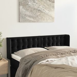 vidaXL Kopfteil mit Ohren Schwarz 147x16x78/88 cm Samt