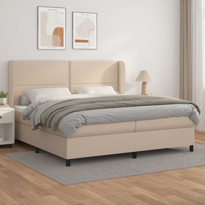 vidaXL Boxspringbett Matratze Cappuccino-Braun 200x200cm Kunstleder