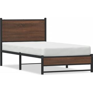 vidaXL Metallbett ohne Matratze Braun Eichen-Optik 90x190 cm