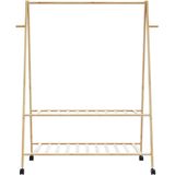 vidaXL Kleiderständer mit Ablagen und Rollen 132x45,5x155,5 cm Bambus