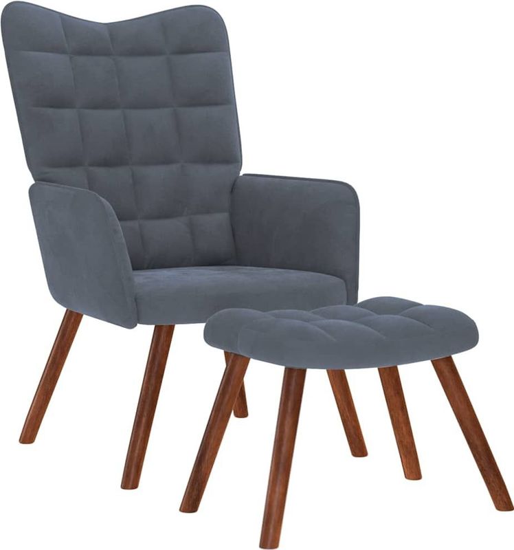 vidaXL Relaxsessel mit Hocker Dunkelgrau Samt