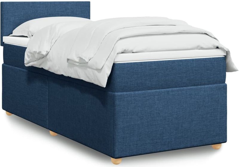 vidaXL Boxspringbett mit Matratze Blau 90x190 cm Stoff