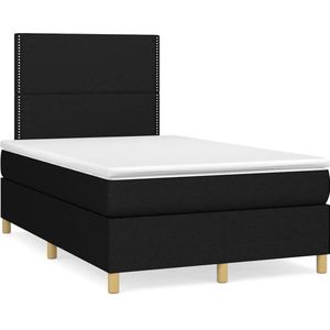 vidaXL Boxspringbett mit Matratze Schwarz 120x190 cm Stoff