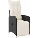 vidaXL 7-tlg. Garten-Bistro-Set mit Kissen Schwarz Poly Rattan