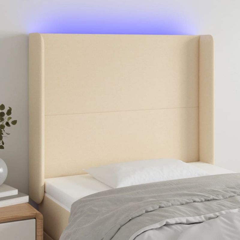 vidaXL LED Kopfteil Creme 103x16x118/128 cm Stoff
