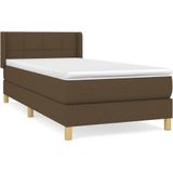 vidaXL Boxspringbett mit Matratze Dunkelbraun 90x200 cm Stoff