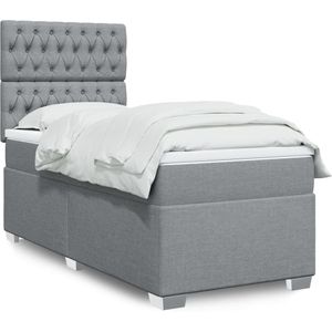 vidaXL Boxspringbett mit Matratze Hellgrau 90x190 cm Stoff