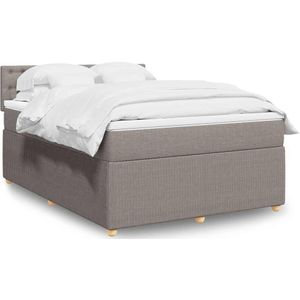 vidaXL Boxspringbett mit Matratze Taupe 140x190 cm Stoff