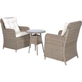 vidaXL 3-tlg. Bistro-Set mit Auflagen und Kissen Poly Rattan Braun