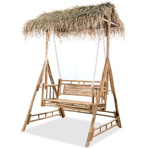 vidaXL Hollywoodschaukel 2-Sitzer mit Palmblättern Bambus 202 cm