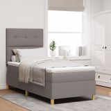 vidaXL Bettgestell mit Matratze Taupe Stoff 100 x 200 cm Bettgestell