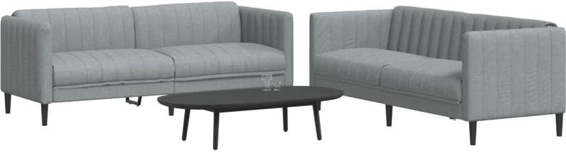 vidaXL 2-tlg. Sofagarnitur Hellgrau Stoff