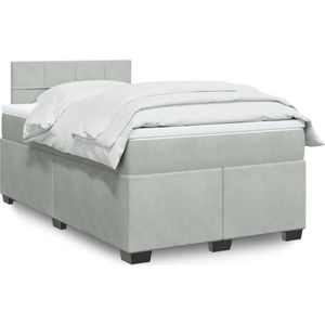 vidaXL Boxspringbett mit Matratze Hellgrau 120x200 cm Samt
