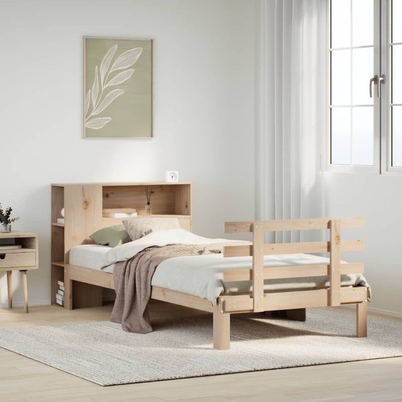 vidaXL Massivholzbett mit Regal ohne Matratze 90x200 cm Kiefer