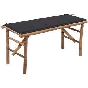 vidaXL Klappbare Gartenbank mit Auflage 118 cm Bambus