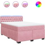 vidaXL Boxspringbett mit Matratze Rosa 160x200 cm Samt