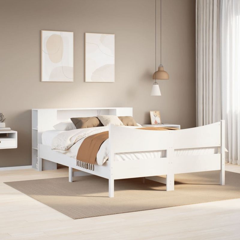 vidaXL Massivholzbett ohne Matratze Weiß 120x200 cm Kiefernholz