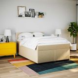 vidaXL Boxspringbett mit Matratze Creme 140x190 cm Stoff