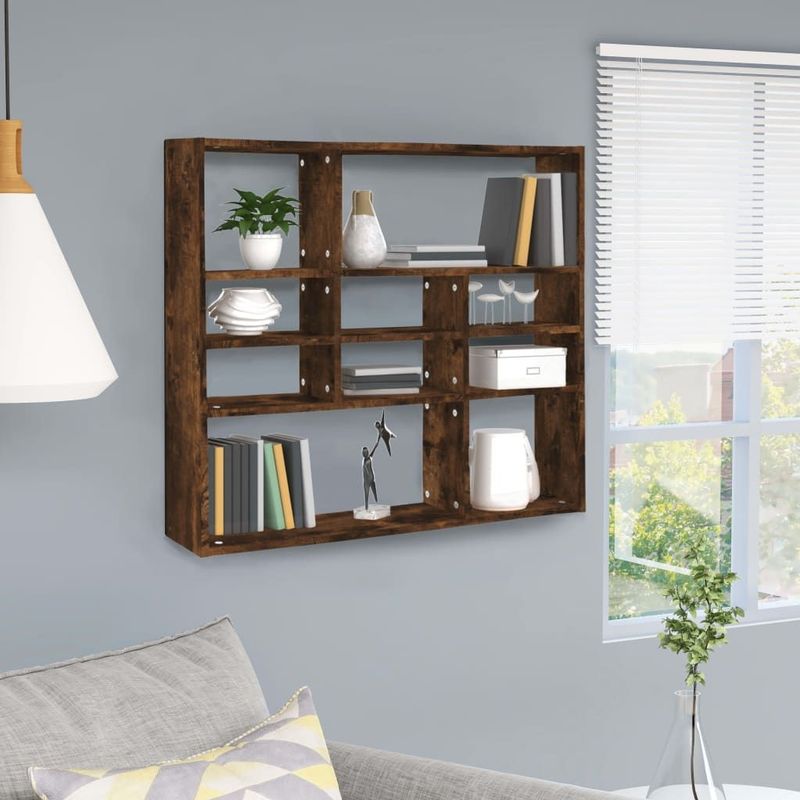 vidaXL Wandregal Räuchereiche 90x16x78 cm Holzwerkstoff