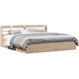 vidaXL Massivholzbett mit Kopfteil 200x200 cm Kiefer