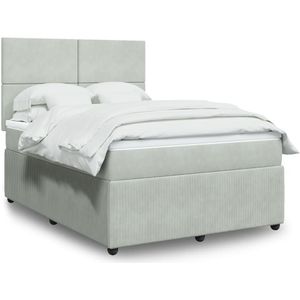 vidaXL Boxspringbett mit Matratze Hellgrau 140x190 cm Samt