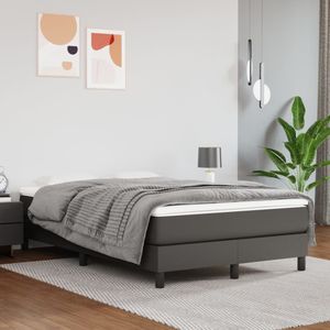 vidaXL Boxspringbett mit Matratze Grau 120x200 cm Kunstleder