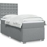 vidaXL Boxspringbett mit Matratze Hellgrau 100x200 cm Stoff