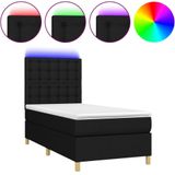 vidaXL Boxspringbett mit Matratze & LED Schwarz 90x200 cm Stoff