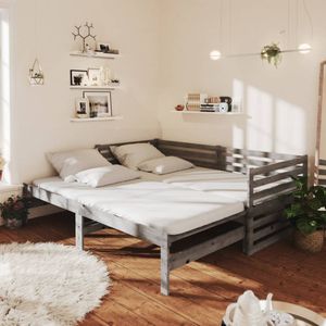 vidaXL Ausziehbares Tagesbett 2x(90x200) cm Grau Massivholz Kiefer