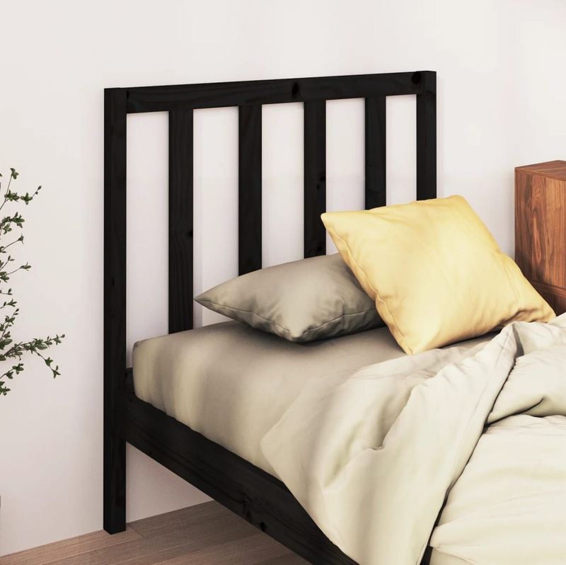 vidaXL Kopfteil Schwarz 96x4x100 cm Massivholz Kiefer