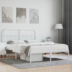 vidaXL Bettgestell mit Kopfteil Metall Weiß 140x190 cm