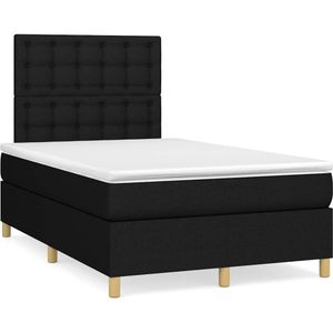 vidaXL Boxspringbett mit Matratze Schwarz 120x190 cm Stoff