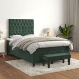 vidaXL Boxspringbett mit Matratze Dunkelgrün 120x200 cm Samt