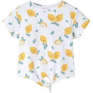 vidaXL Kinder-T-Shirt mit Bindesaum Ecru 116