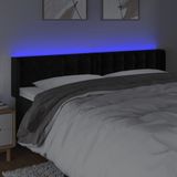 vidaXL LED Kopfteil Schwarz 163x16x78/88 cm Samt