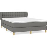 vidaXL Boxspringbett mit Matratze Dunkelgrau 140x200 cm Stoff