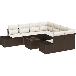 vidaXL 9-teiliges Garten Sofa Set mit Kissen Braun Poly Rattan