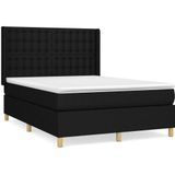 vidaXL Boxspringbett mit Matratze Schwarz 140x200 cm Stoff