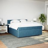 vidaXL Boxspringbett mit Matratze Blau 180x200 cm Samt