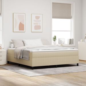 vidaXL Boxspringbett mit Matratze Beige 180x200 cm Cordstoff