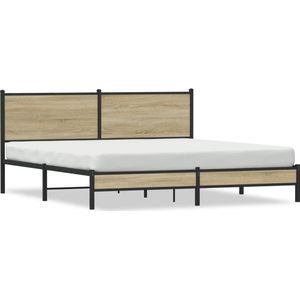 vidaXL Metallbett ohne Matratze Sonoma-Eiche 180x200 cm