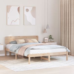 vidaXL Bettgestell mit Kopfteil 150x200 cm aus massivem Kiefernholz