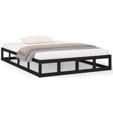 vidaXL Massivholzbett Schwarz 120x190 cm